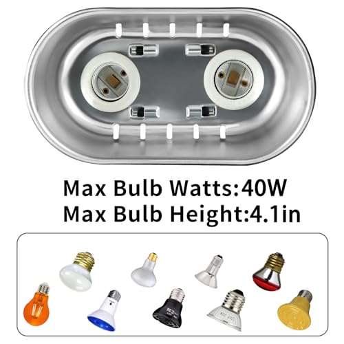 Nano Dual Reptile Heat Lamp Fixture with 60W Basking Infrared Bulb (7.5inch with basking bulb&infrared heat lamp)