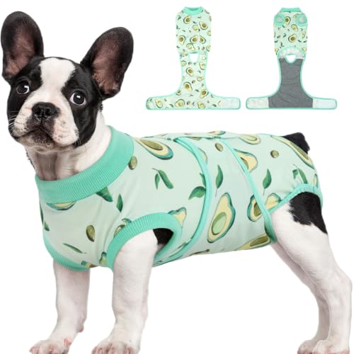 Recovery Suit for Dogs Cats (X-small (Back:8.3-11.4'', Weight:4-7 Lb) / Avocado Fresh)
