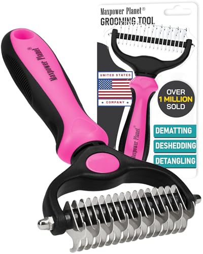 Hair Brush Double Sided Shedding (Pink / Large)