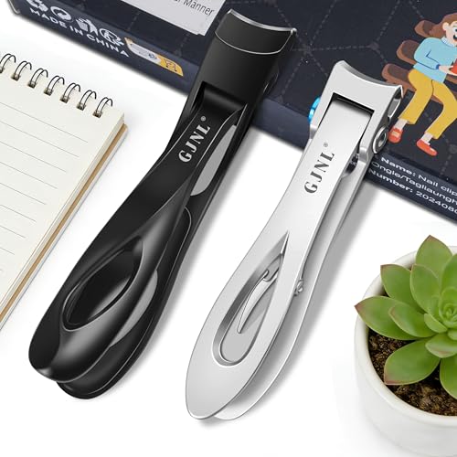 Toenail Clippers for Thick Toenails for Seniors 4PCS (Sliver Wide & Black Angled)