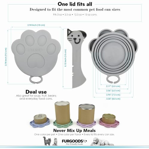 FURLIDS Cat Dog Food Can Lids 4 Pack (4 Pack Multicolor)