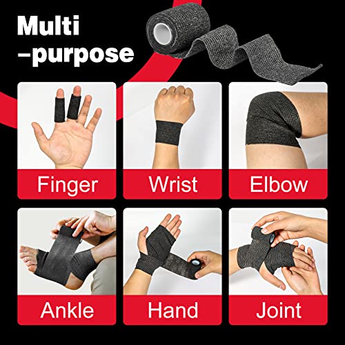 80 Pack Self Adhesive Bandage Wrap Black (Black / 2IN - 80Pack)