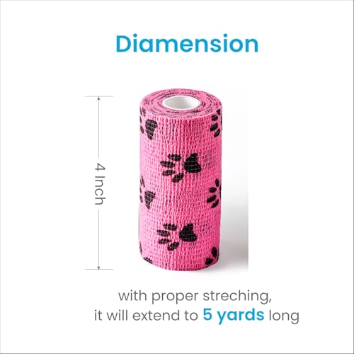 Pet Wrap Self (4 Inch (Pack of 6) / Pawprints B, 2 of Each Color)