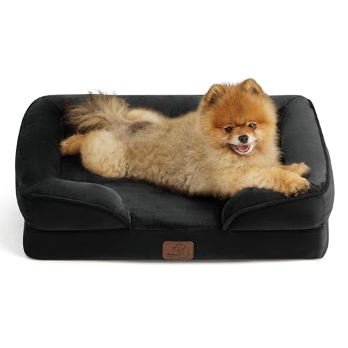 Orthopedic Dog Beds for Small Dogs Washable Original Design (Black / 24"l X 18"w X 6"th)