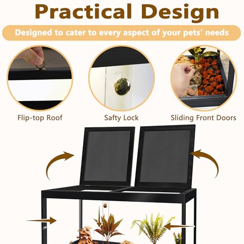 Retile Tank Bearded Dragon Tank (Black / 34 Gallons)