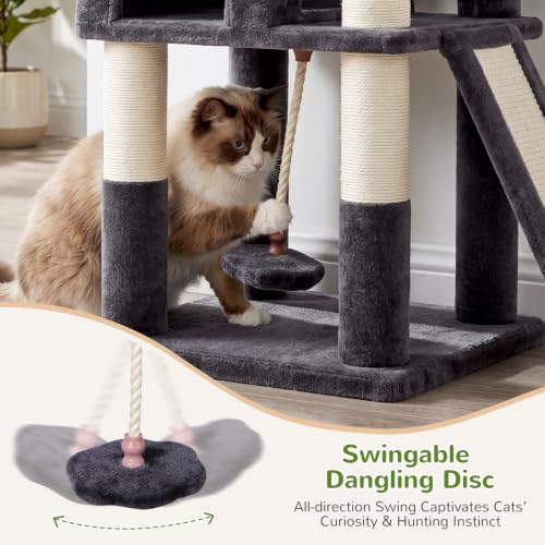 75in Tall Cat Tree Tower for Indoor Cats (Dark Grey / 75 inch)