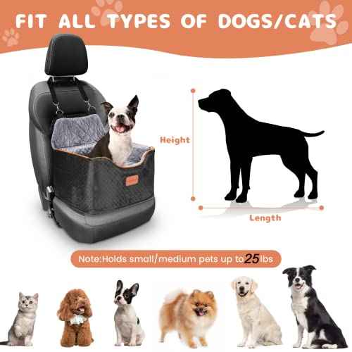 Memory Foam Booster Dog Car Seat with Washable Removable Cover (Black / Small)