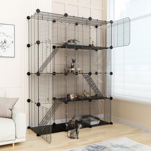 4 Tier Cat Cage Indoor (Extra Large - 41.3"L x 13.8"W x 55.1"H)