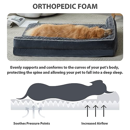 Orthopedic Washable Dog Bed (Dark Grey / 71.0"l x 46.0"w x 7.5"th)
