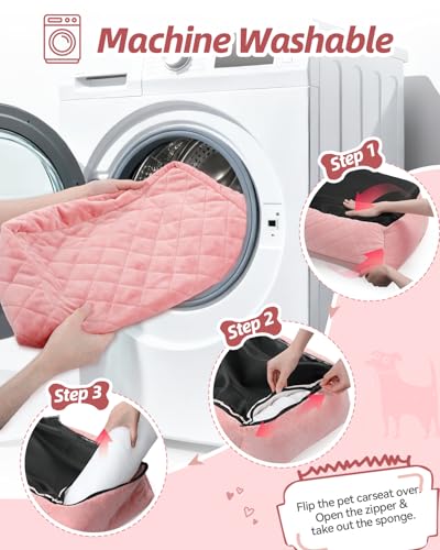 Dog Car Seat for Small Dogs Up to 25lbs (Pink)