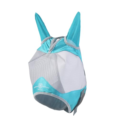 Half Face Horse Fly Mask UV Protection and Breathable for Equine Use Comfortable Mint L (Mint-Grey / Large (Horse))
