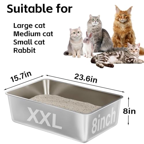 Stainless Steel Litter Box (23.6" L x 15.7" W x 8" H)