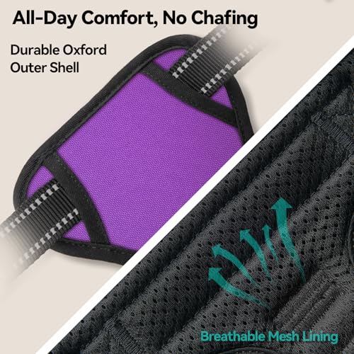 Reflective Dog Harness No Pull Large Breed Vest (Large / Purple)