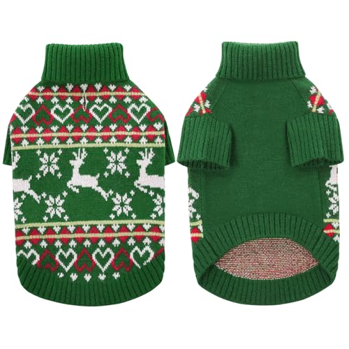 Small Dog Christmas Sweater for Medium Dogs Girl (Medium / Christmas Green)