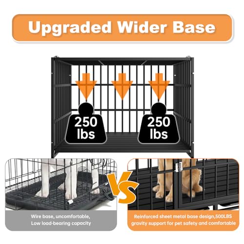 42 Inch Heavy Duty Dog Crate with Wheels (42.1"L x 29.5"W x 29.9"H)