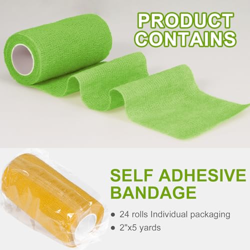 24 Pack Self Adhesive Bandage Wrap (Multi-color / 4 Inch)