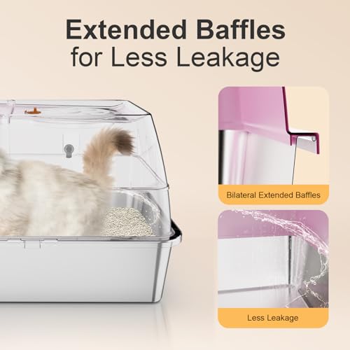 Stainless Steel Litter Box with Lid (Pink)