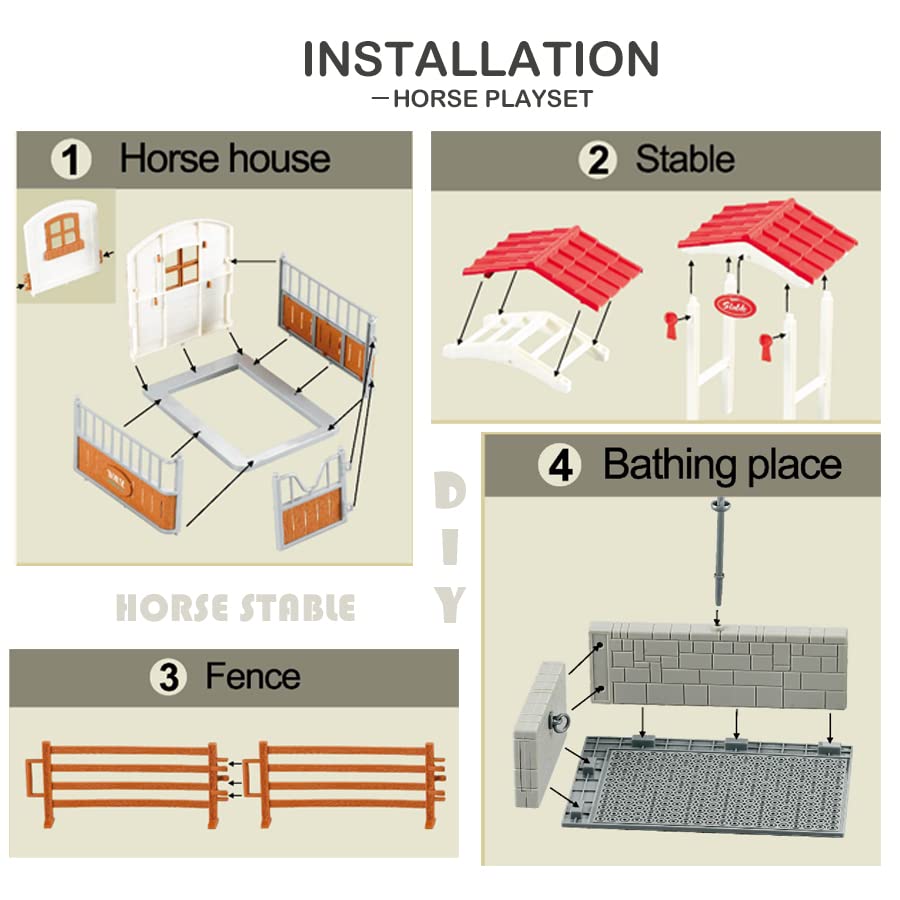 Peagrav Horse Stable Playset with Rider (Horse / Playset)