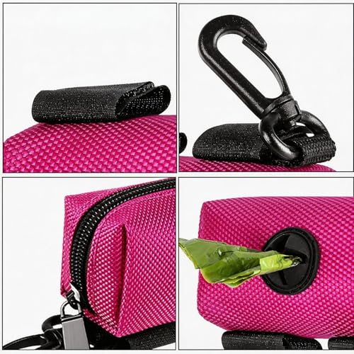 Dog Poop Bag Dispenser Holder Soft Waste Bags Roll Holders Leash Clip Pink (1 Count (Pack of 1) / 1PC Pink)