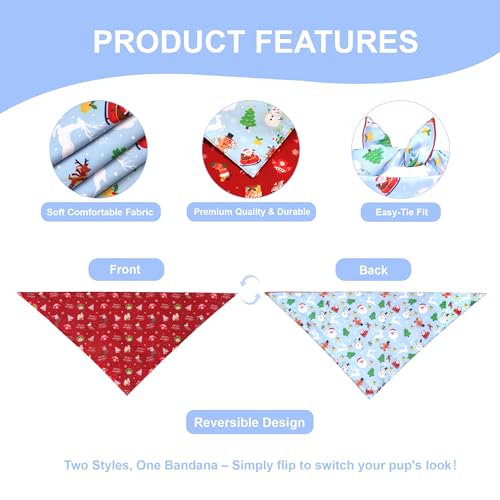 Christmas Dog Bandana for Small Dogs (Christmas - Red&Blue / Small)