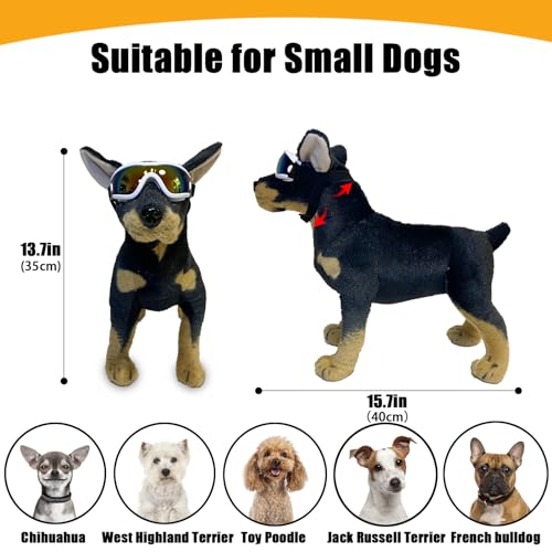 Dog Goggles Small Breed Dog Sunglasses Doggy UV Protection Glasses (White Frame Black Lens)