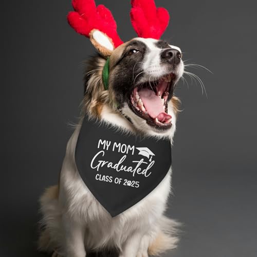 Class of 2025 Graduation Dog Bandana Dog Graduated Bandana Graduation Gifts for Dogs Lovers 2025 My Mom Graduated Pet Scarf for Small Medium Dogs & Cats (M)