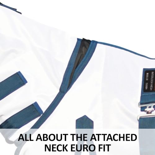 Soft Interlock Mesh II Horse Fly Sheets (Horse Size 48 / Mini Attached Neck Euro Bellyband / White)