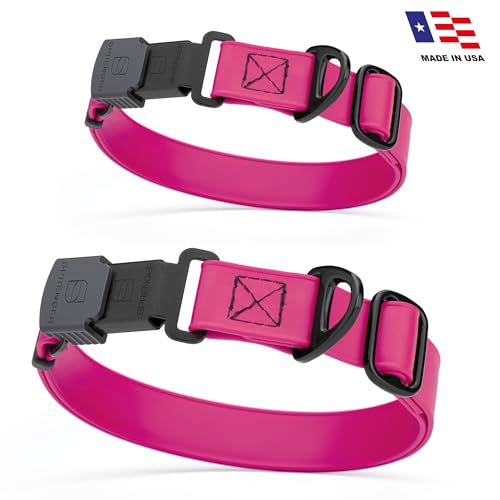 Biothane Waterproof Dog Collar with Herm Sprenger Black Stainless Steel Quick Release Buckle (W 1" x L 15"-25" / Magenta Pink)