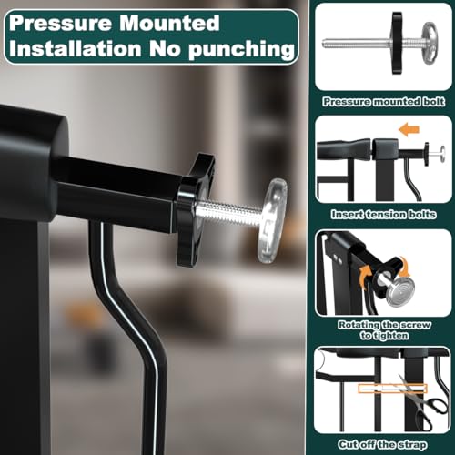 29.53 33.85 Inch Wide Baby Gate Pressure Mounted for Doorways (Black / 29.53"-33.85")