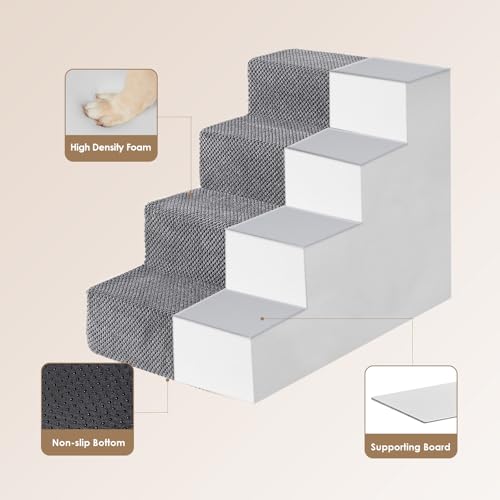 Dog Stairs for Bed 18" H (Grey / Standard 15" x 24" x 18")
