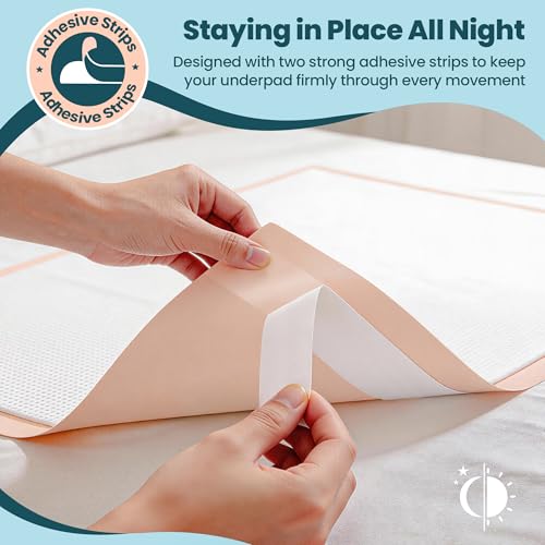 Extra Large Bed Pads with Adhesive Strips 40" x 36" 50 Count (40"x36"-50Pcs(with Adhesive Stripes))