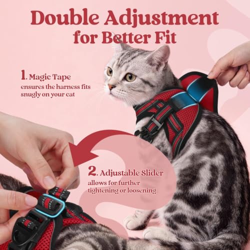 Cat Harness and Leash Set (L / Red)