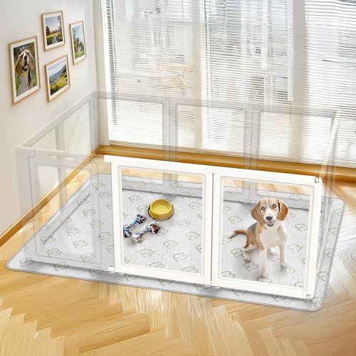 AuraSpace Clear Acrylic Indoor Dog Playpen (White / 35"H)