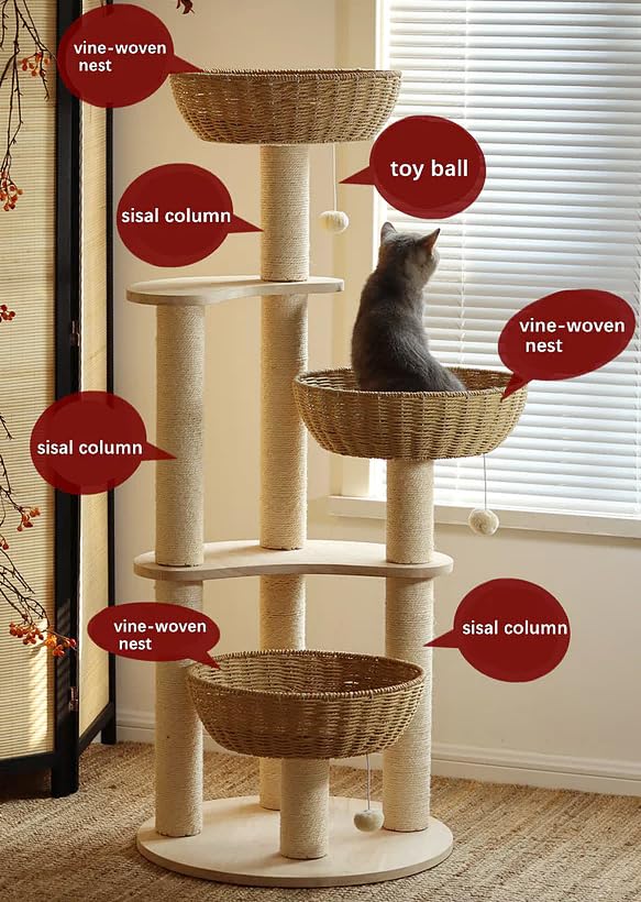 54" Large Modern Cat Trees (Large-Oiled+)