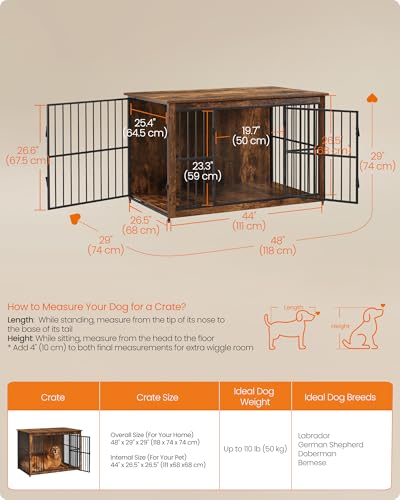 48" Dog Crate Furniture (Rustic Brown / 48.0"L x 29.0"W x 29.0"H)