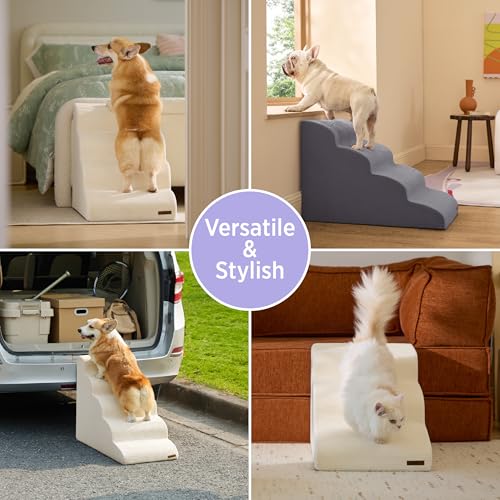 Lesure Dog Stairs for Small Dogs (Beige / 4-Step (H: 19.7IN))