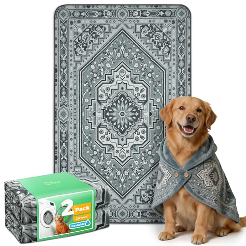 Washable Pee Pads for Dogs (Boho Grey / 29" x 47" (2 Packs))