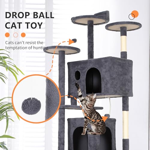 81" Cat Tree Tower (81in / Dark Gray)