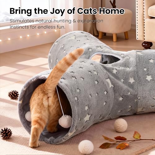 3 Way Cat Tunnel Toy (Grey Self-Luminous / Small)