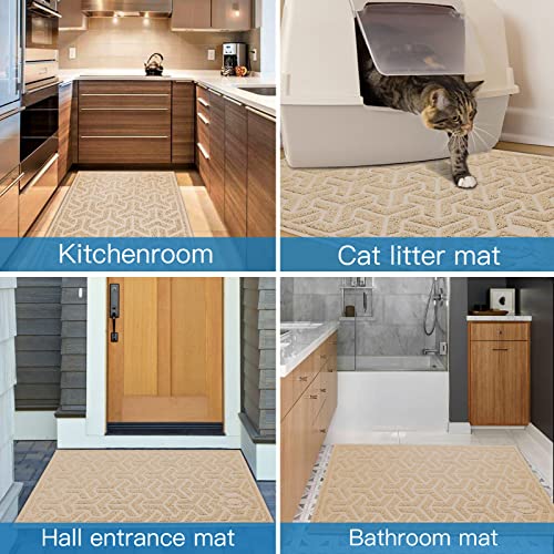 Waterproof Cat Litter Mat Large 35" x 24" Soft on Kitty Paws (E-Beige)