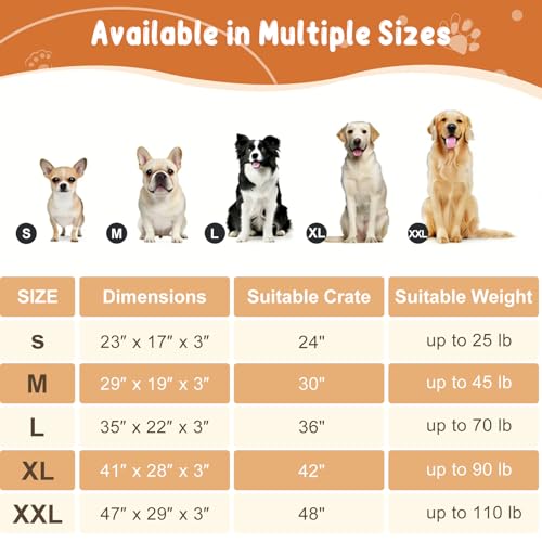 Dog Bed Mat Crate Pad Mattress (Grey / L(35"*22"*3"))
