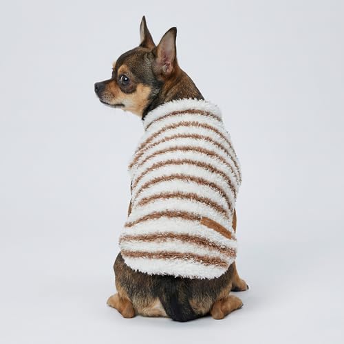 2 Pack Striped Fleece Dog Sweater (Small / Brown-White)