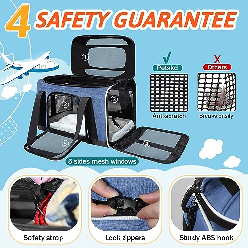 Top Expandable Small Pet Carrier 18"x13"x9.5" Airline Approved (18.0"L x 13.0"W x 9.5"H / Blue)
