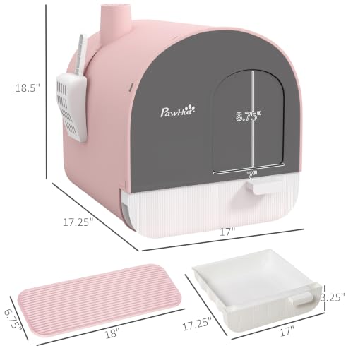 Cat Litter Box with Lid (Pink)