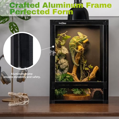 18"x18"x36" Hybrid Reptile Enclosure Cage with Aluminum Frame (18x18x36 inch-two doors / Black)