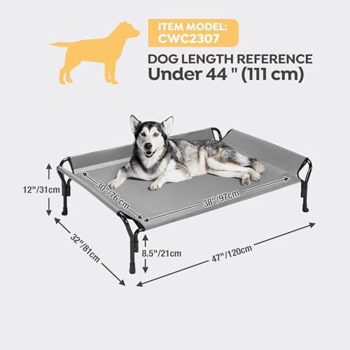 Cooling Elevated Dog Bed (Grey / 47.0"L x 32.0"W x 12.0"Th)