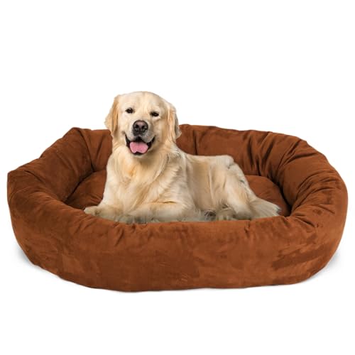 40 Inch Suede Calming Dog Bed Washable 40x29x9 (Rust)