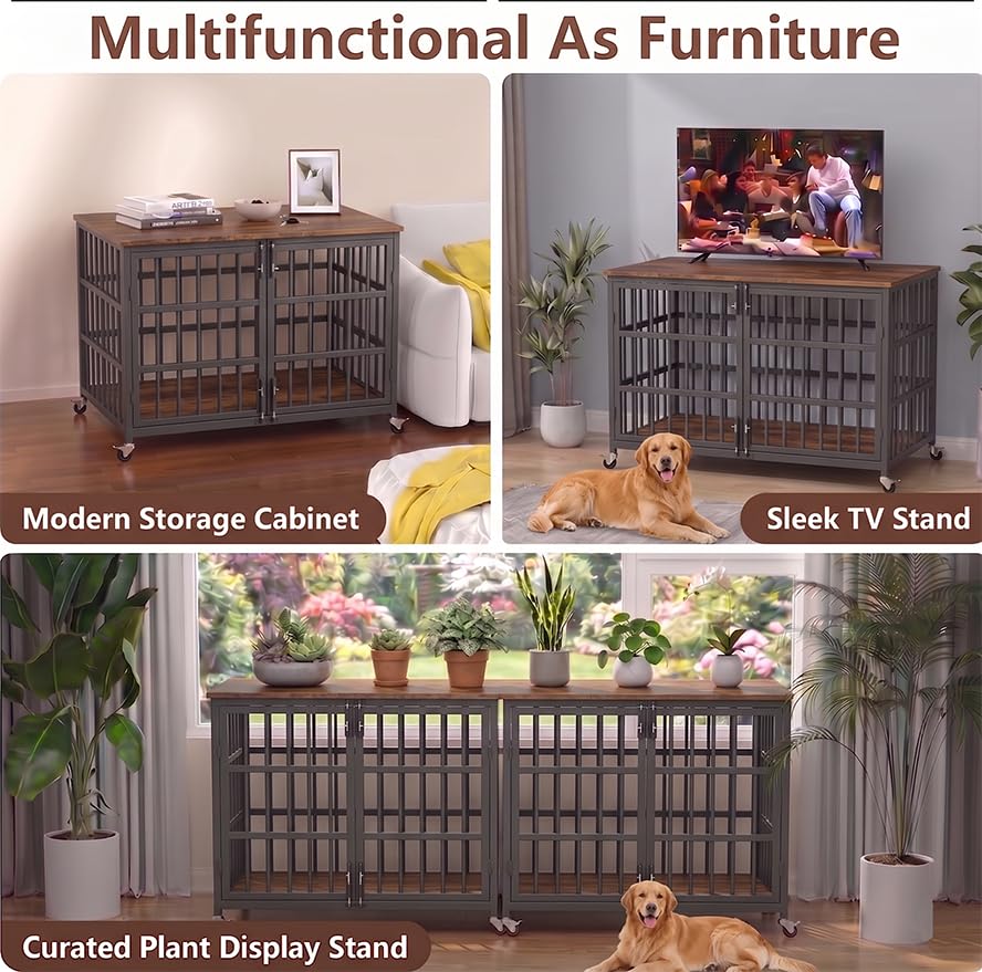 48" Dog Crate Furniture (Black)