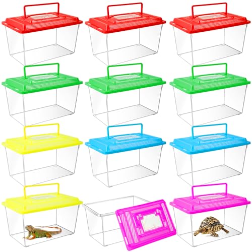12Pcs Plastic Reptile Terrariums Carrier Cage (XL)