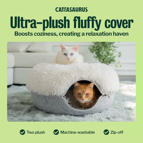 Peekaboo Cat Cave for Multiple & Large Cats Up to 30 (Light Grey)